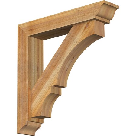 Ekena Millwork Balboa Traditional Rough Sawn Bracket w/ Offset Brace, Western Red Cedar, 6"W x 30"D x 30"H BKT0604X30X30BOA01RWR